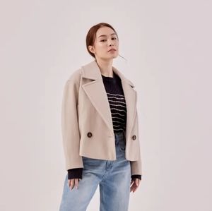 Love Bonito Hallie Double Breasted Peacoat - Nude, S